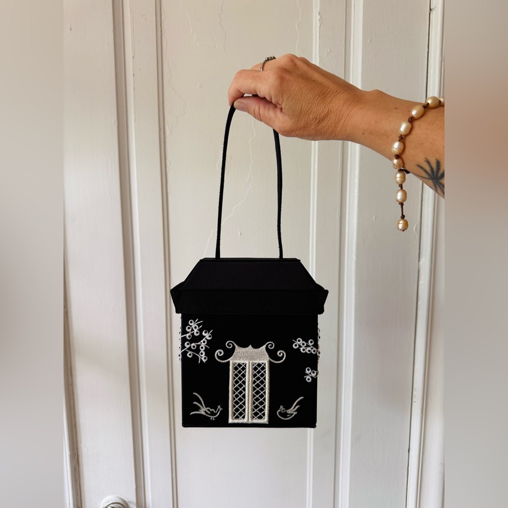 Vintage Y2K Lulu Guinness Pagoda satin and bead bag (2007)
